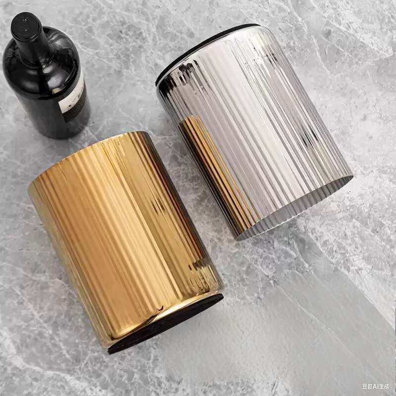 Thickened Stainless Steel Straight Grain Ice Bucket Luxury Rolled Edge champagne bar Party Picnic Ice Bucket Cooler Bucket