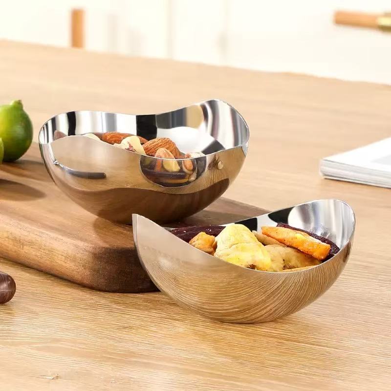 Dessert Bowl  Stainless Steel Luxury Food Novelty Design Serving Rack for Salad Fruit Candy-DIY Ice Cream Cups Polished