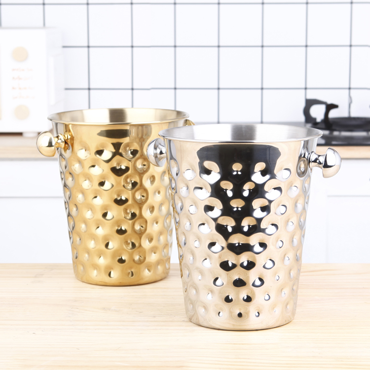 Champagne Bucket Luxury Hotel Party Golden Beer Bar Black Nightclub Stainless Steel Cone Point Ice Bucket