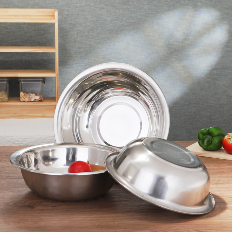 Round Basin Mixing clear Salad Bowl with Low Price Stainless Steel Bowls