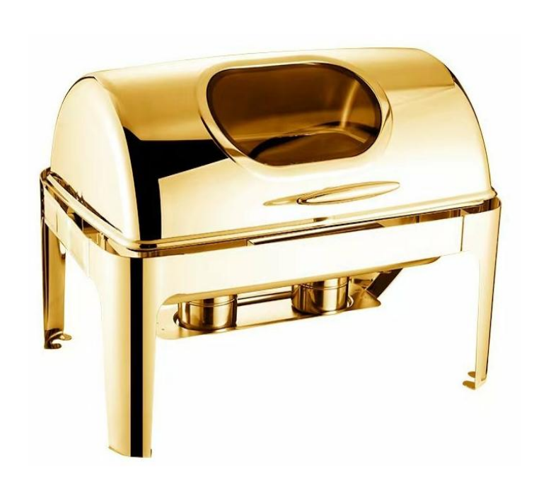 9QT Rectangle Stainless Steel Chafer Catering Food Warmer Server with Visible Lid Water Pan Stand Fuel Holder Clip,for Hotel