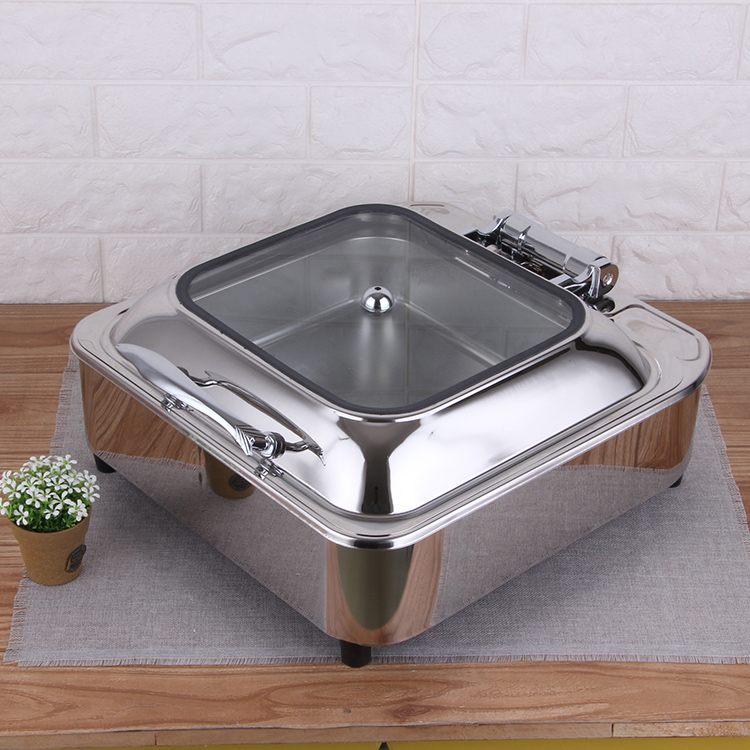 New Design Food Warmer Heater Chafer Dish Buffet Set  Stainless Steel Glass Lid for Hotel & Restaurant Food Stove Design